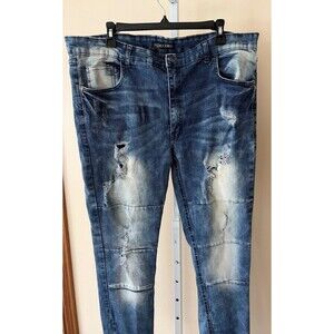 Red Ape Jeans Mens 40x32  MCMXXXIII Blue Distressed Stone Wash Slim Denim Rock